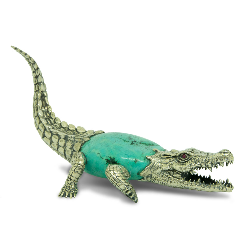 Crocodile Paperweight -Turquoise/Amethyst