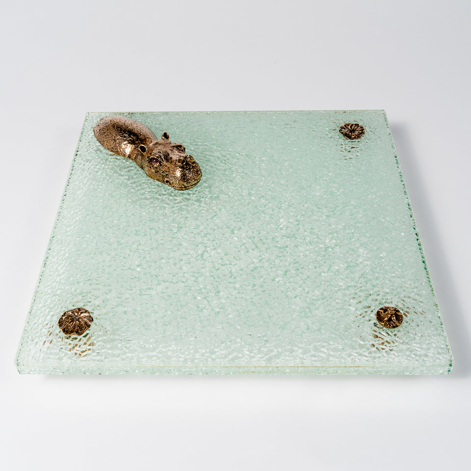 Bronze Hippo Glassplate