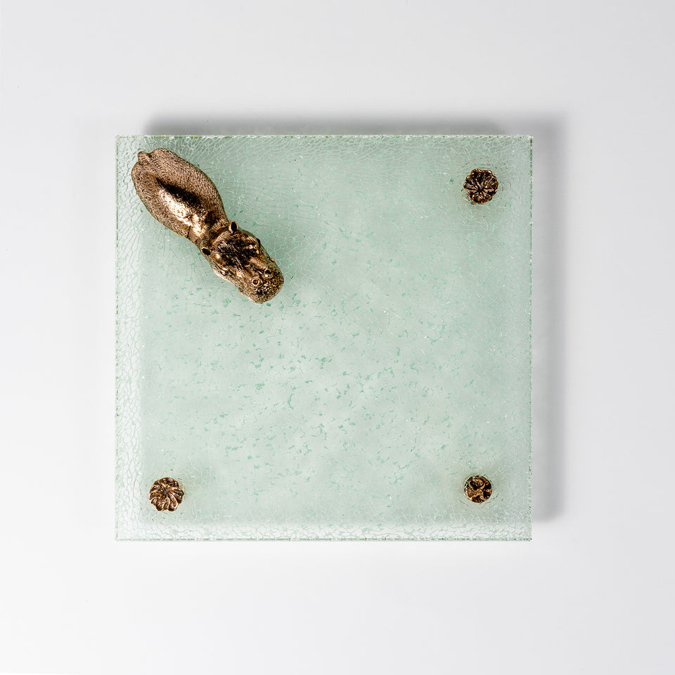 Bronze Hippo Glassplate