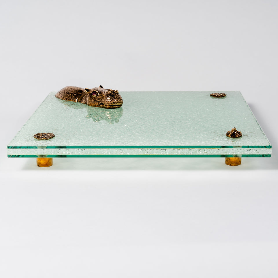 Bronze Hippo Glassplate