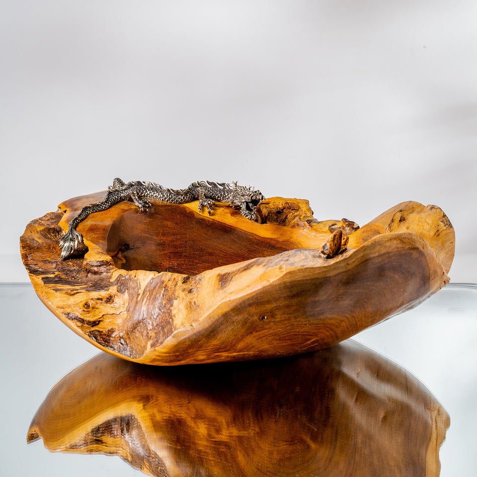 Dragon Teak Bowl