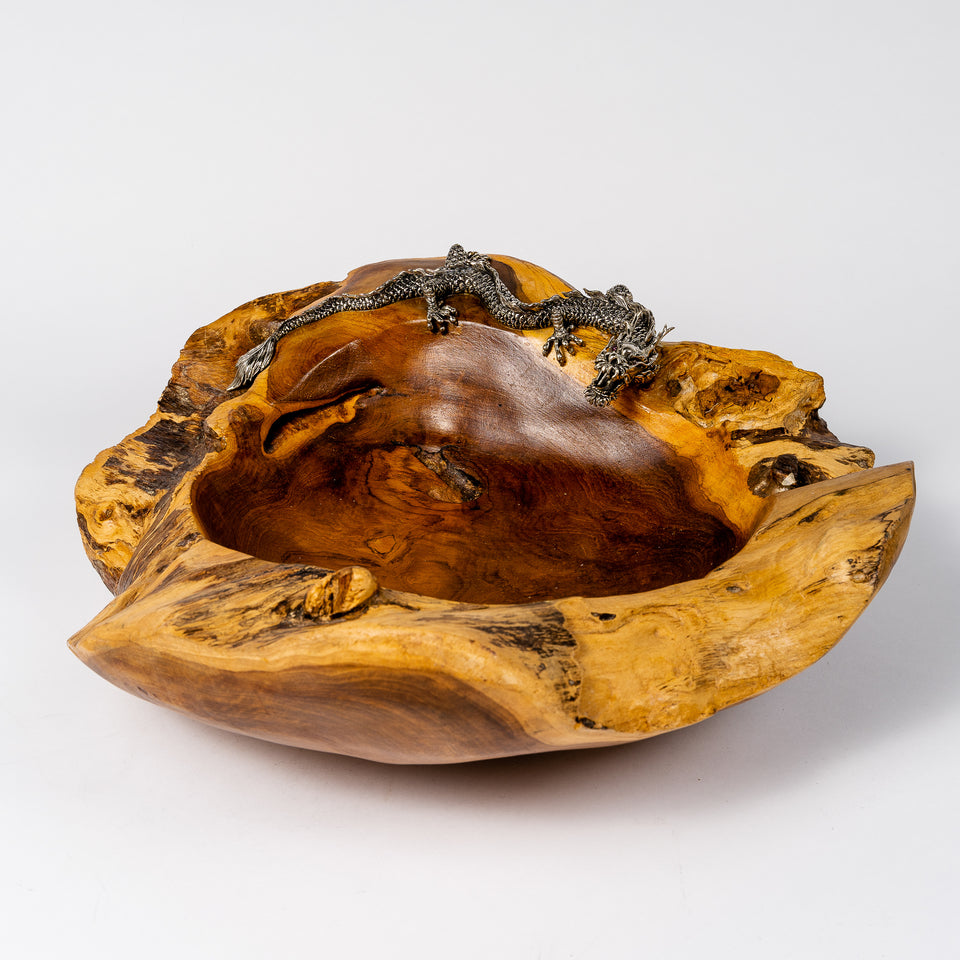Dragon Teak Bowl