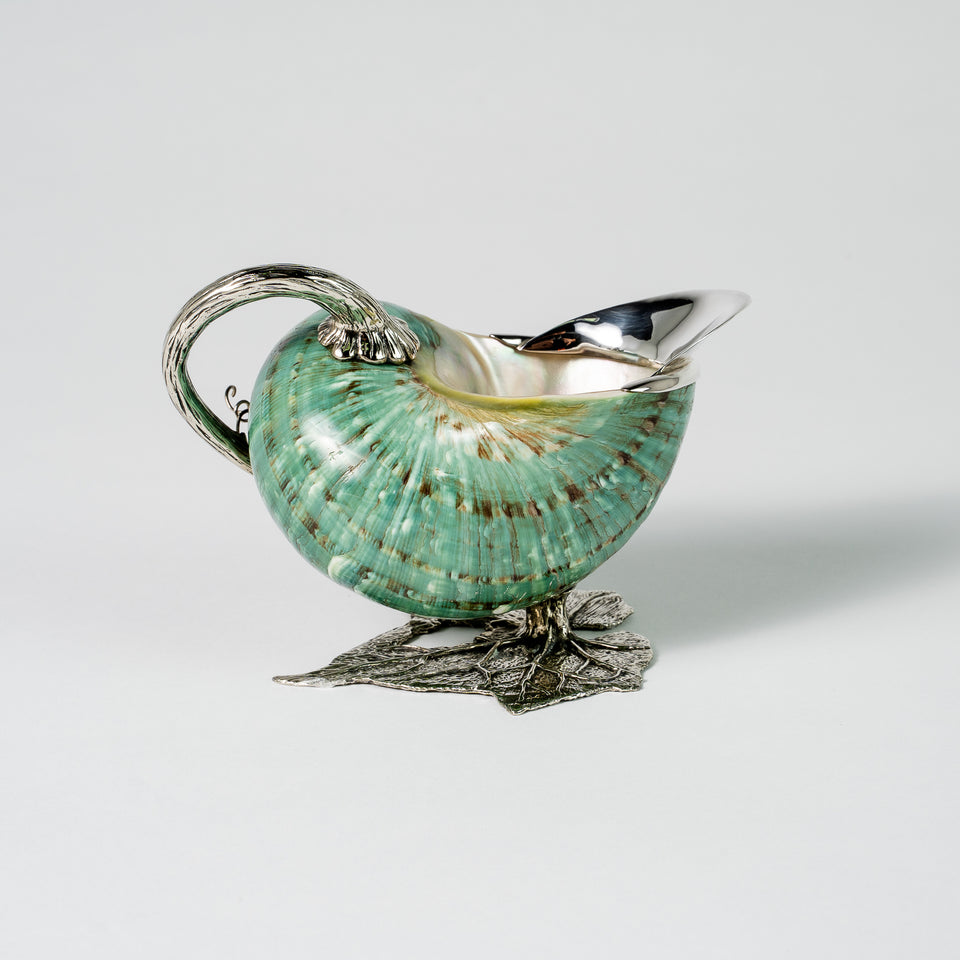 Gravy Bowl on Grape Leaf -Turquoise Green