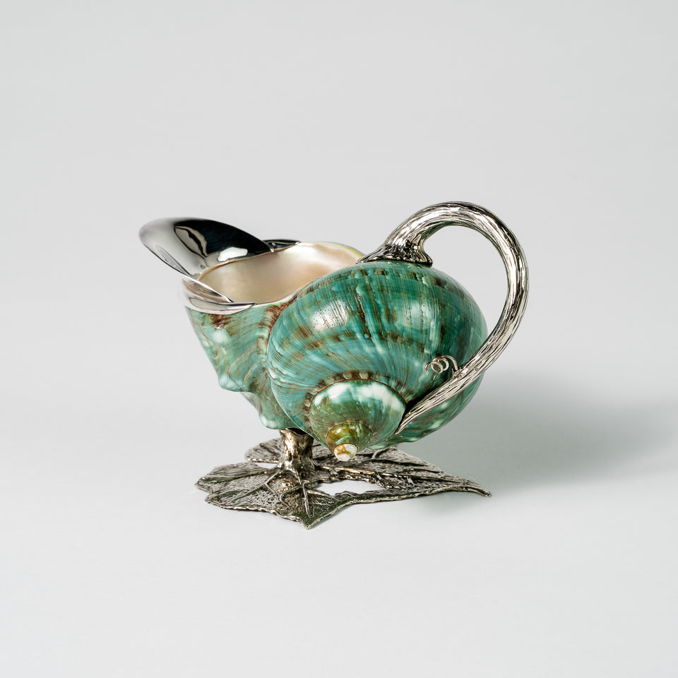 Gravy Bowl on Grape Leaf -Turquoise Green