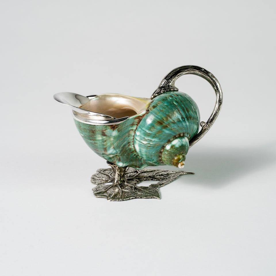 Gravy Bowl on Grape Leaf -Turquoise Green