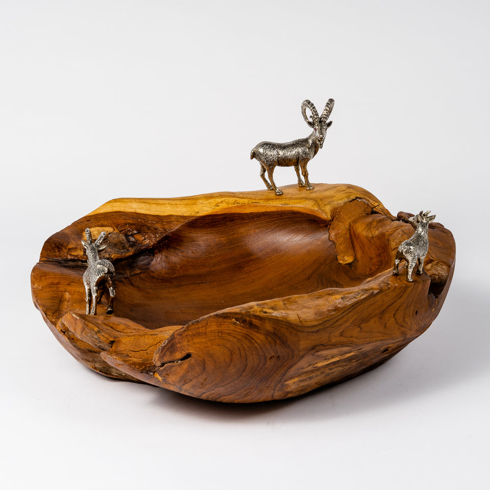 Three Billy Goat Teak Bowl