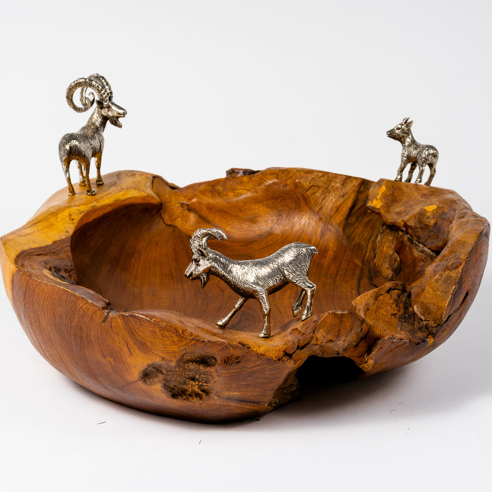 Three Billy Goat Teak Bowl