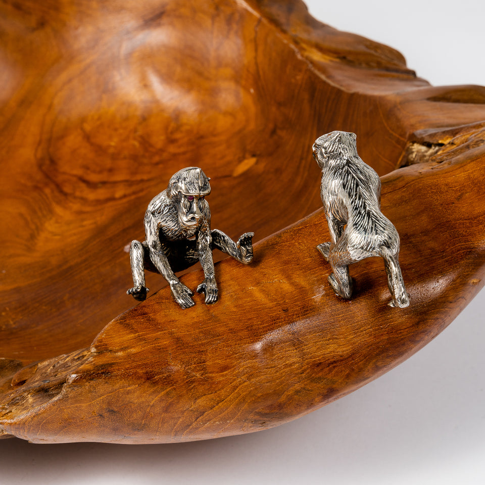 Three-Monkey Teak Bowl